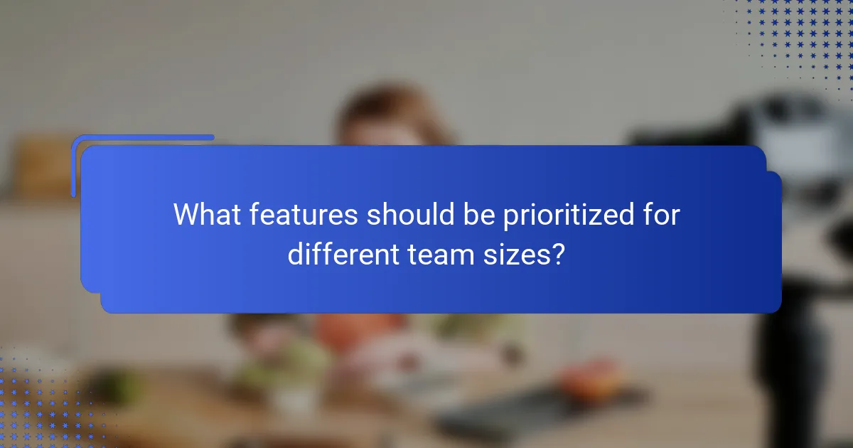 What features should be prioritized for different team sizes?